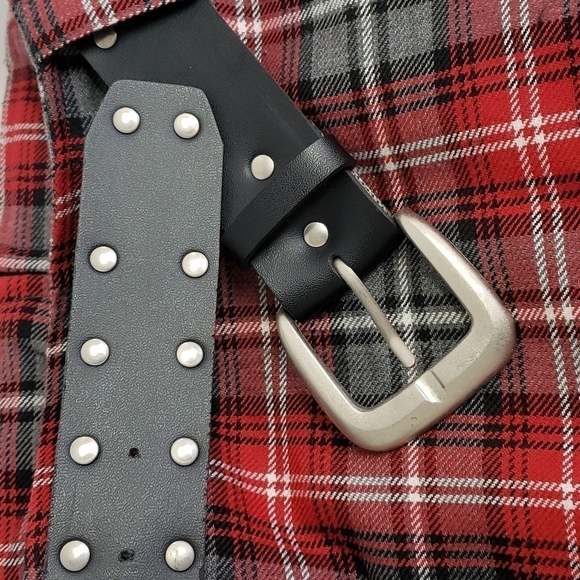 Y2K Plaid Pleated Mini Skirt with Belt 7 Red and Grey EUC Twee USA By Lavender - Picture 11 of 12